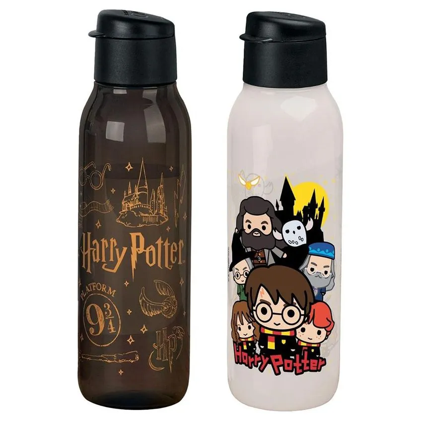 Kit Garrafas Tupperware Eco Tupper Redonda Plus Harry Potter 750ml Colorido E Preto