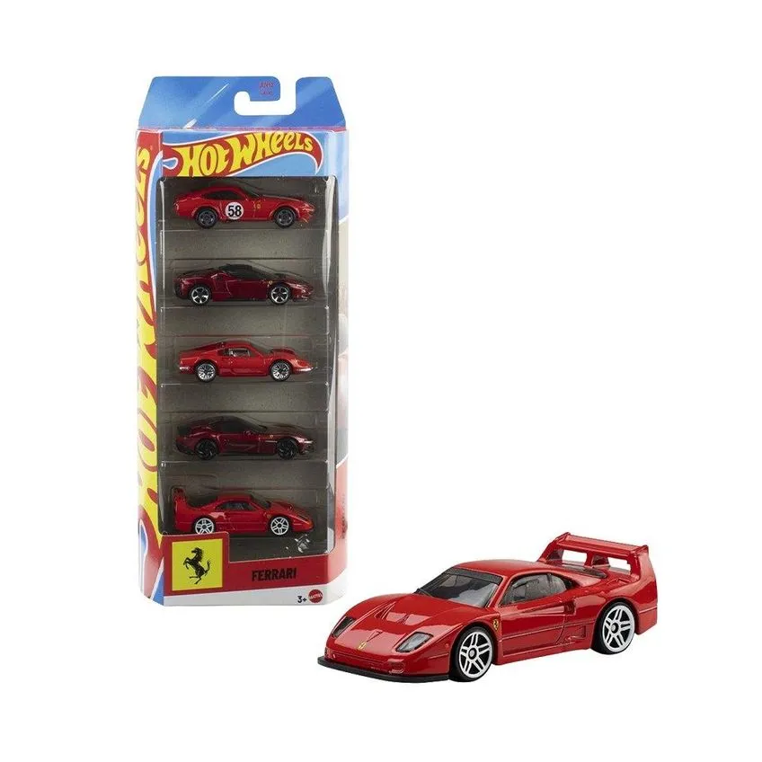 Carrinho Hot Wheels Ferrari Embalagem com 5 Unidades JLN12 Sortido