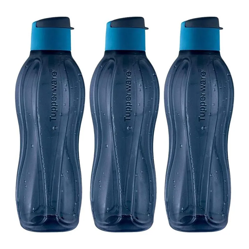 Kit 3 Garrafas De Água Tupperware Eco Tupper Azul 1l