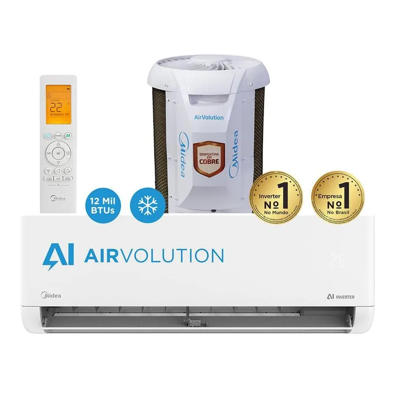 Ar Condicionado 12000 BTUs Split Hi Wall Inverter Midea Frio AI Airvolution R32 220V