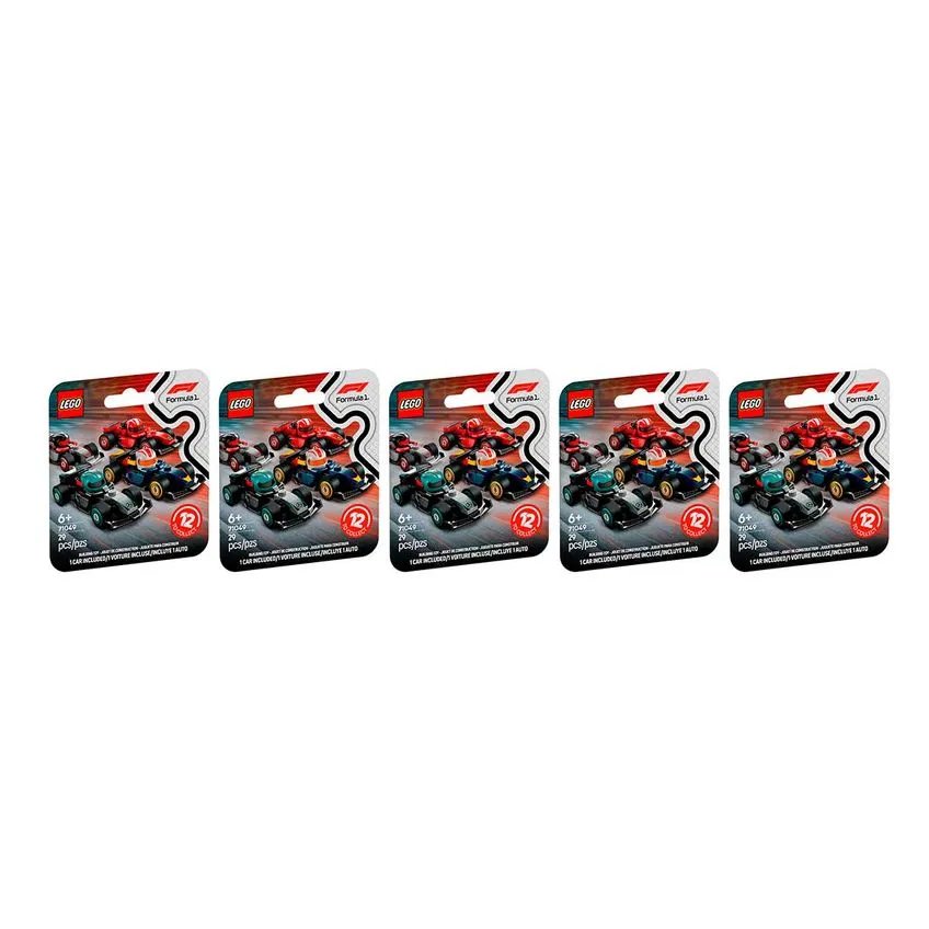 Kit 5 LEGO Carro de Corrida Colecionável F1 29 Peças 71049