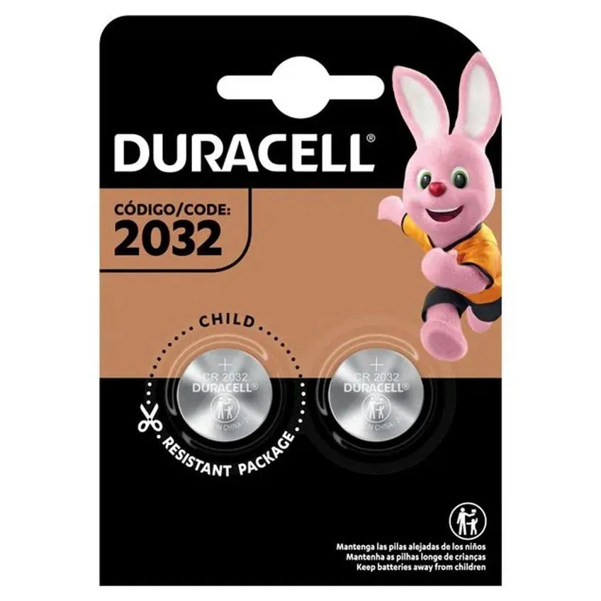 Kit Bateria de Litio Duracell Redonda com 2 Unidades CR 2032
