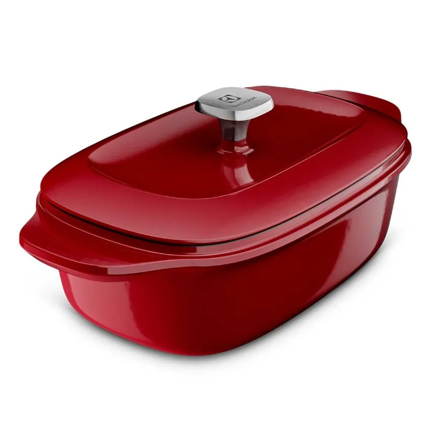 Panela de Ferro Fundido Esmaltado Oval Electrolux Expert 27cm Vermelha