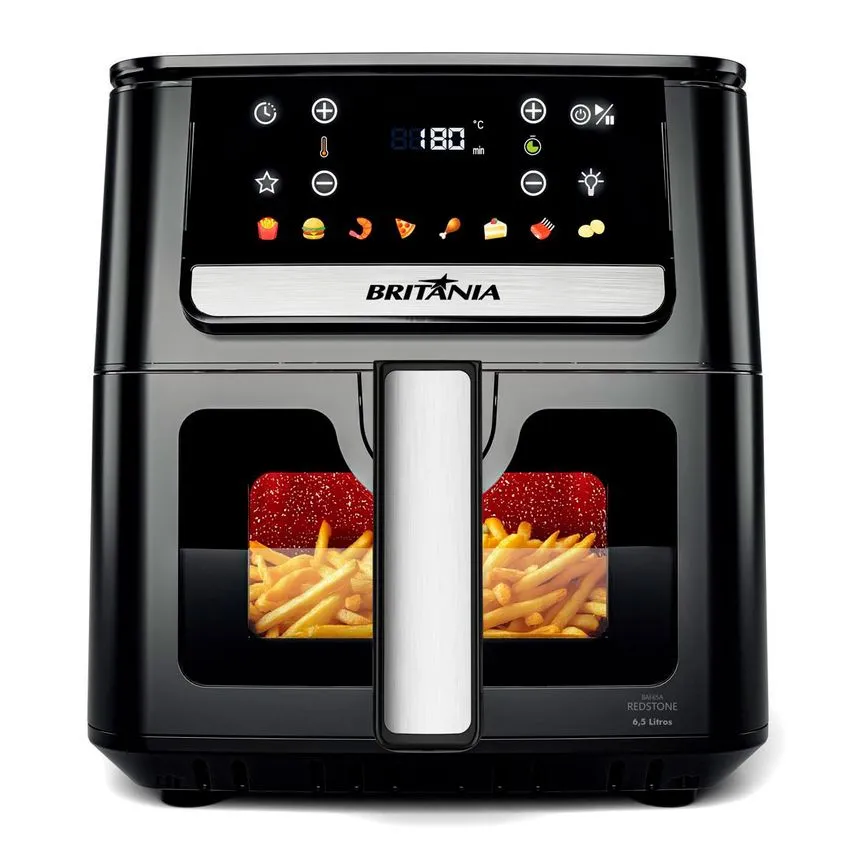 Fritadeira Air Fryer Britânia BAF65A 6,5L Visor Glass 1700W Preto 110V