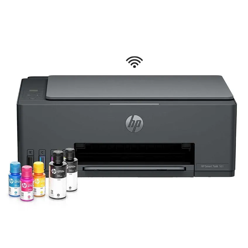 Impressora Multifuncional HP Smart Tank 581 Tanque de Tinta Colorida Wi-Fi Bivolt Cinza